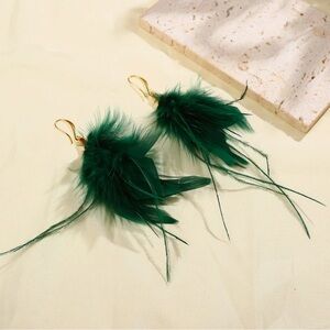 Elegant Green Feather Earrings